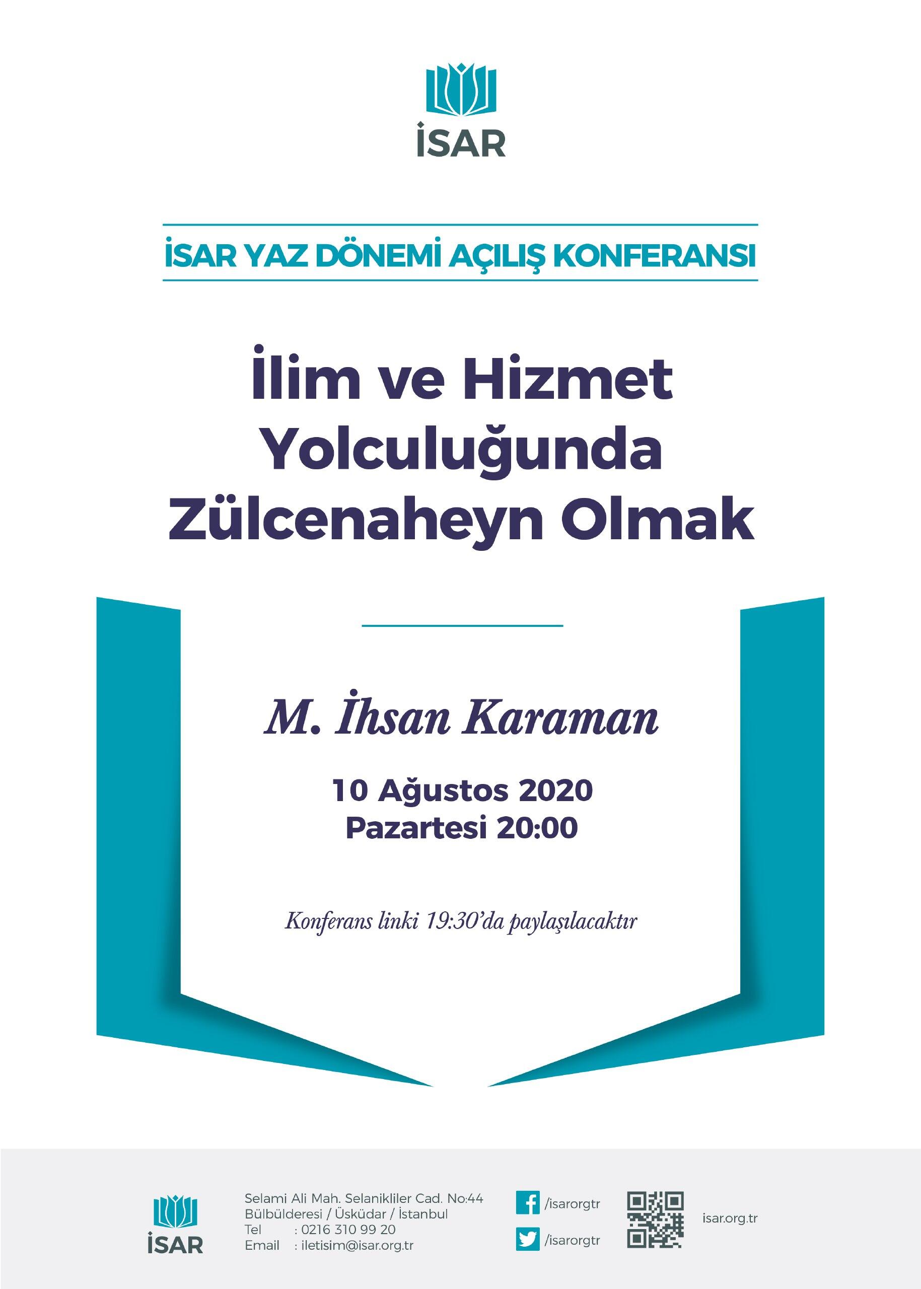 İSAR YAZ DÖNEMİ ONLINE AÇILIŞ KONFERANSI
