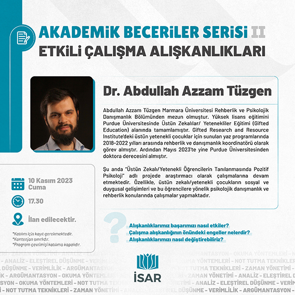 Akademik Beceriler Serisi #2: Etkili Çalışma Alışkanlıkları Semineri Gerçekleştirildi