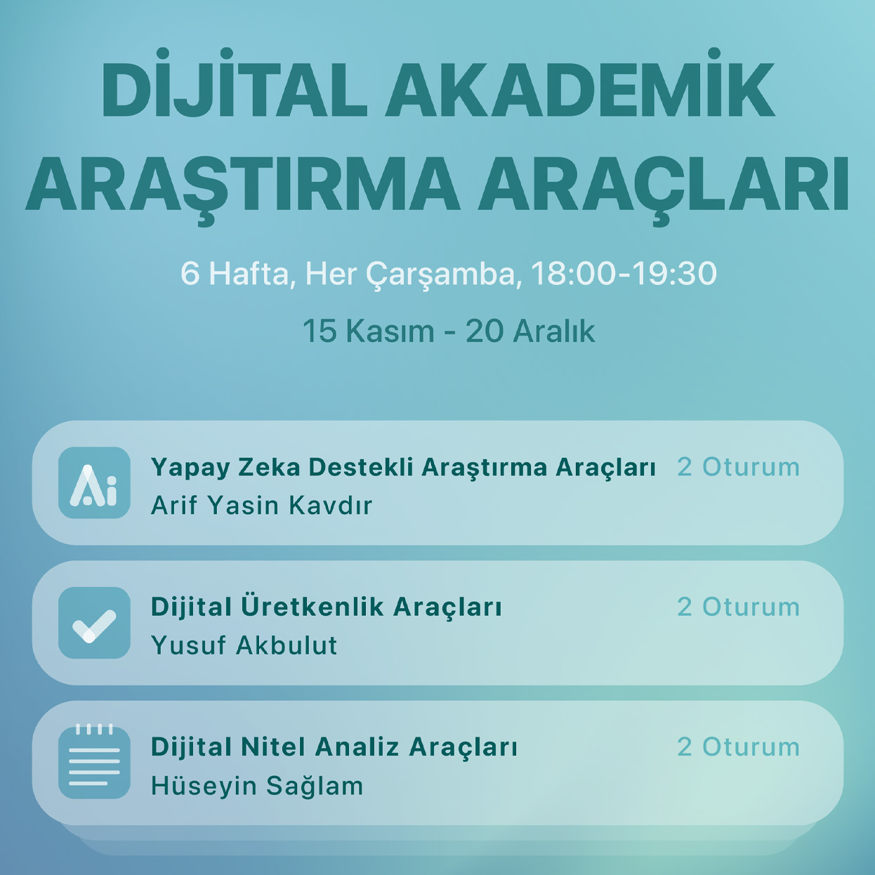 Dijital Akademik Araştırma Araçları Dersi Başlıyor