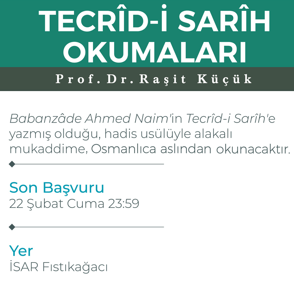 Tecrîd-i Sarîh Okumaları Başlıyor