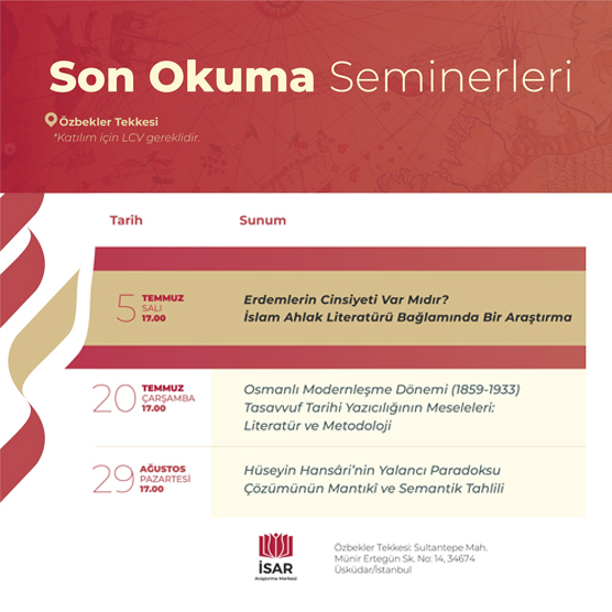 Yaz dönemi Son Okuma Seminerleri